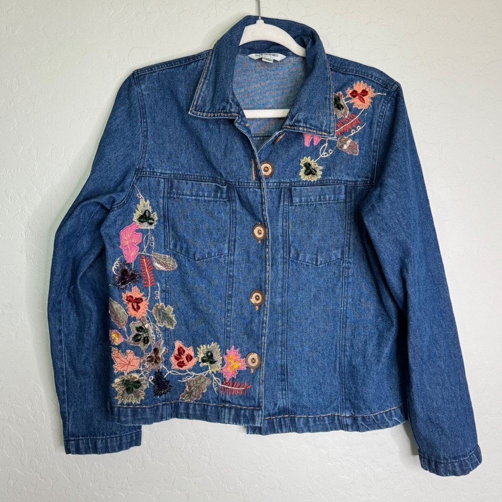 VTG Tantrums Womens 100% Cotton Jacket S Embroidered Floral Boho Cottagecore